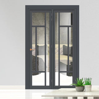 Image: Urban Ultimate® Room Divider Morningside 5 Pane Door DD6437C with Matching Side - Clear Glass - Colour & Height Options