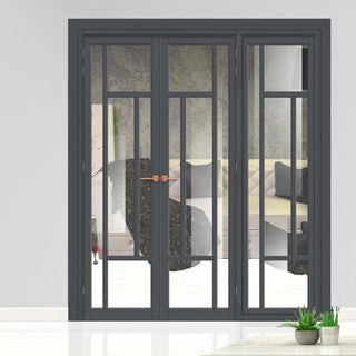 Image: Urban Ultimate® Room Divider Morningside 5 Pane Door Pair DD6437C with Matching Side - Clear Glass - Colour & Height Options