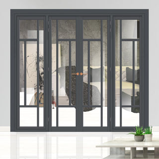 Image: Urban Ultimate® Room Divider Morningside 5 Pane Door Pair DD6437C with Matching Sides - Clear Glass - Colour & Height Options