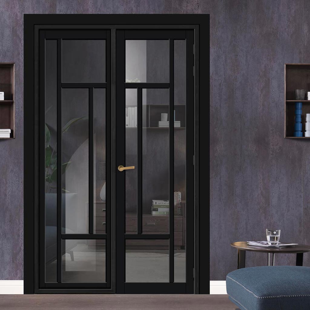 Urban Ultimate® Room Divider Morningside 5 Pane Door DD6437T - Tinted Glass with Full Glass Side - Colour & Size Options