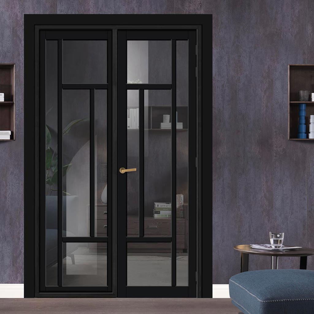 Urban Ultimate® Room Divider Morningside 5 Pane Door DD6437T - Tinted Glass with Matching Side - Colour & Size Options