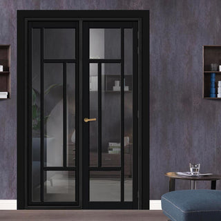Image: Urban Ultimate® Room Divider Morningside 5 Pane Door DD6437T - Tinted Glass with Full Glass Side - Colour & Size Options