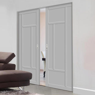 Image: Handmade Eco-Urban® Morningside 5 Panel Double Absolute Evokit Pocket Door DD6437 - Colour & Size Options