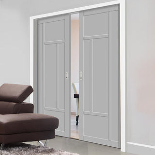 Image: Handmade Eco-Urban® Morningside 5 Panel Double Evokit Pocket Door DD6437 - Colour & Size Options