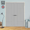 Morningside 5 Panel Solid Wood Internal Door Pair UK Made DD6437 - Eco-Urban® Mist Grey Premium Primed