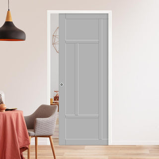 Image: Bespoke Handmade Eco-Urban® Morningside 5 Panel Single Evokit Pocket Door DD6437 - Colour Options