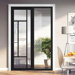 Image: Room Divider - Handmade Eco-Urban® Morningside Door DD6437C - Clear Glass - Premium Primed - Colour & Size Options
