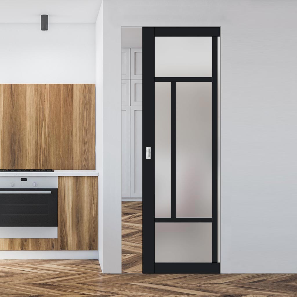 Handmade Eco-Urban® Morningside 5 Pane Single Absolute Evokit Pocket Door DD6437SG Frosted Glass - Colour & Size Options