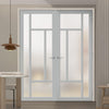 Morningside 5 Pane Solid Wood Internal Door Pair UK Made DD6437SG Frosted Glass - Eco-Urban® Mist Grey Premium Primed