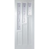 Alexander Lightly Grained Internal PVC Door Pair - Tay Style Sandblasted Glass