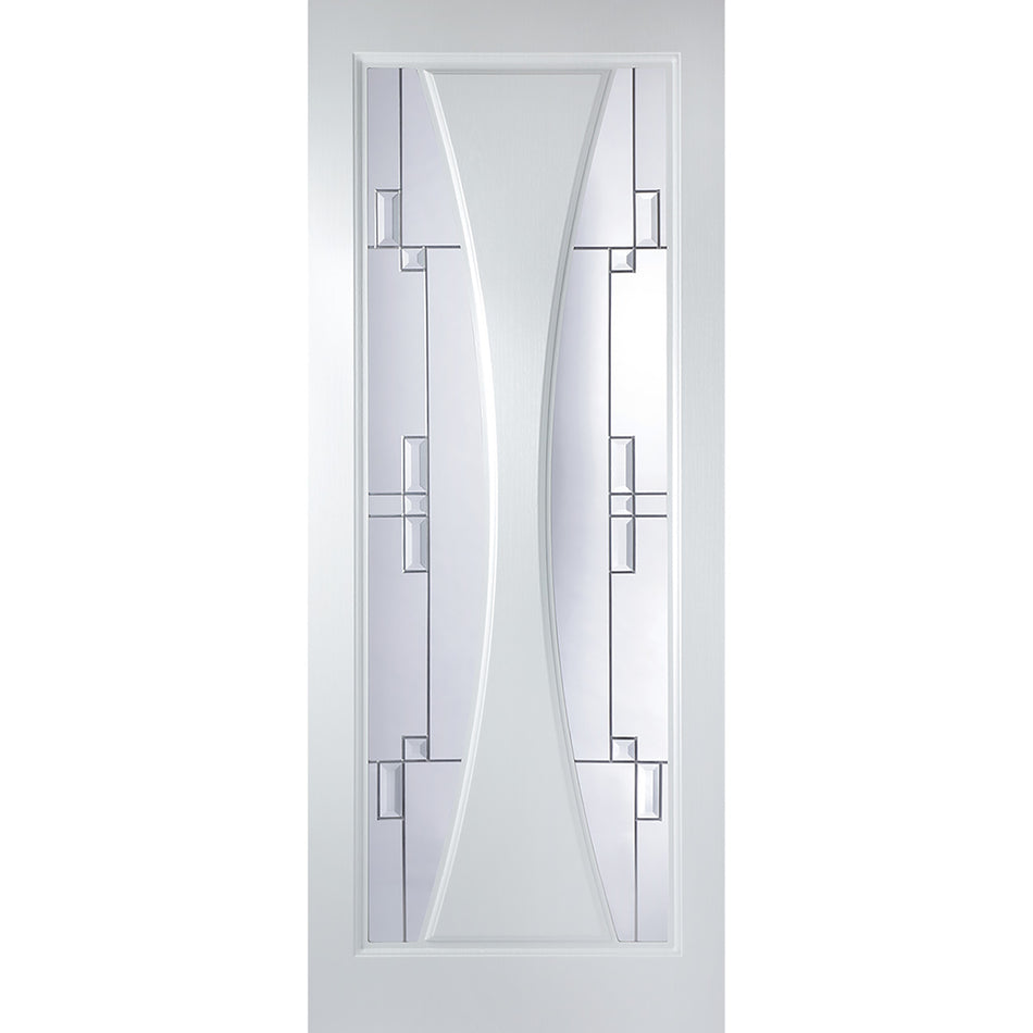 Gretna Lightly Grained Internal PVC Door - Finlay Style Sandblasted Glass
