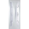 Gretna Lightly Grained Internal PVC Door Pair - Finlay Style Sandblasted Glass