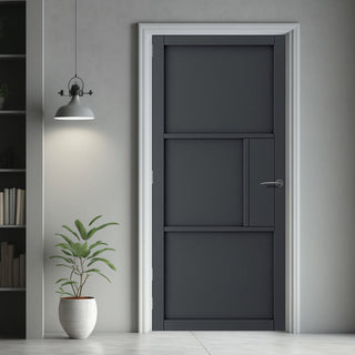 Image: JB Kind Industrial Cosmo Graphite Grey Internal Door - Laminated - Prefinished