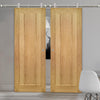 Sirius Tubular Stainless Steel Sliding Track & Norwich Oak Double Door - Unfinished