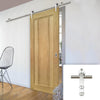 Saturn Tubular Stainless Steel Sliding Track & Norwich Oak Door - Unfinished