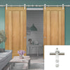 Saturn Tubular Stainless Steel Sliding Track & Norwich Oak Double Door - Unfinished