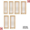 Norwich Real American Oak Veneer Internal Door Pair - Clear Bevelled Glass - Unfinished