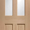 Bespoke Malton Oak Glazed Single Frameless Pocket Door Detail - No Raised Mouldings - Prefinished