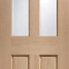 Two Folding Doors & Frame Kit - Malton Oak 2+0 - No Raised Mouldings - Bevelled Clear Glass - Prefinished