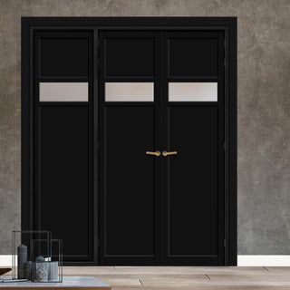 Image: Urban Ultimate® Room Divider Orkney 1 Pane 2 Panel Door Pair DD6403F - Frosted Glass with Matching Side - Colour & Size Options