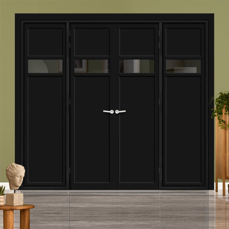 Urban Ultimate® Room Divider Orkney 1 Pane 2 Panel Door Pair DD6403T - Tinted Glass with Matching Sides - Colour & Size Options
