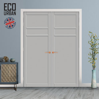 Image: Handmade Eco-Urban Orkney 3 Panel Door Pair DD6403 - Light Grey Premium Primed