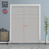 Orkney 3 Panel Solid Wood Internal Door Pair UK Made DD6403 - Eco-Urban® Mist Grey Premium Primed