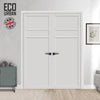 Orkney 3 Panel Solid Wood Internal Door Pair UK Made DD6403 - Eco-Urban® Cloud White Premium Primed