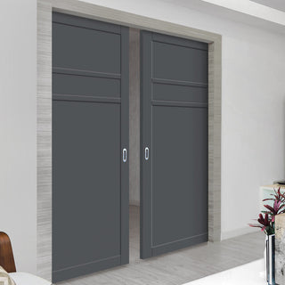 Image: Bespoke Handmade Eco-Urban® Orkney 3 Panel Double Evokit Pocket Door DD6403 - Colour Options
