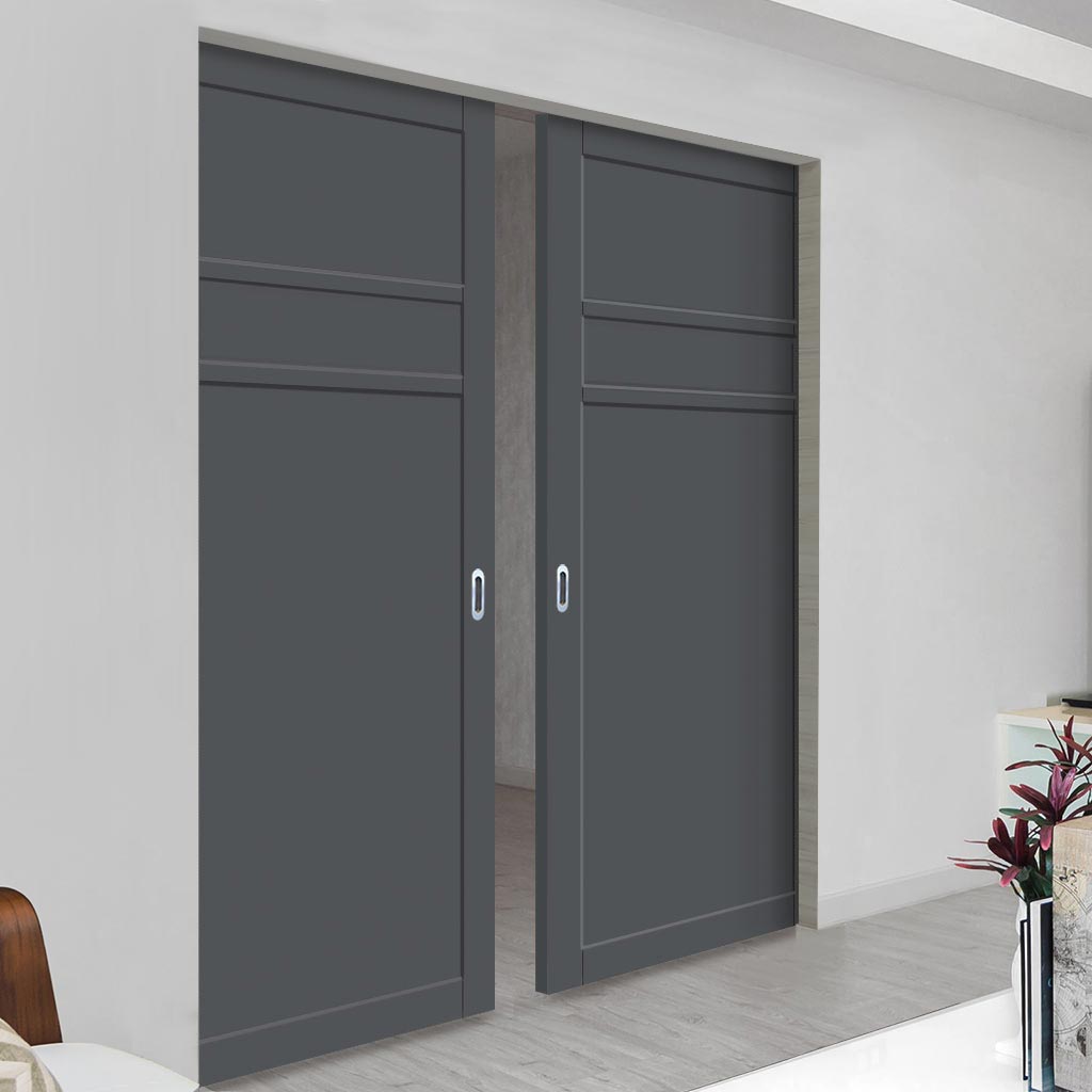 Handmade Eco-Urban® Orkney 3 Panel Double Absolute Evokit Pocket Door DD6403 - Colour & Size Options