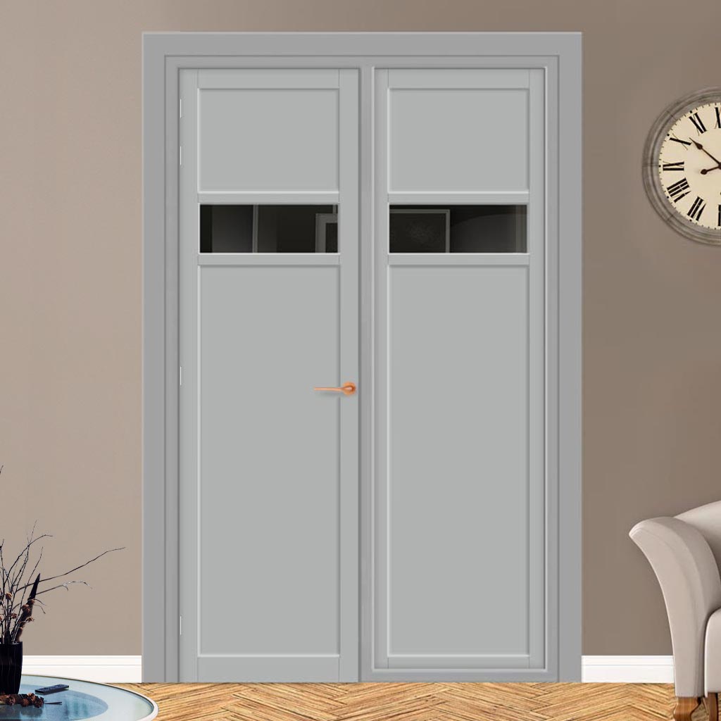 Urban Ultimate® Room Divider Orkney 1 Pane 2 Panel Door DD6403T - Tinted Glass with Matching Side - Colour & Size Options