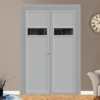 Image: Urban Ultimate® Room Divider Orkney 1 Pane 2 Panel Door DD6403T - Tinted Glass with Full Glass Side - Colour & Size Options