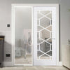 ThruEasi White Room Divider - Orly Clear Glass Primed Door with Full Glass Side