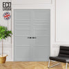 Oslo 7 Panel Solid Wood Internal Door Pair UK Made DD6400 - Eco-Urban® Mist Grey Premium Primed