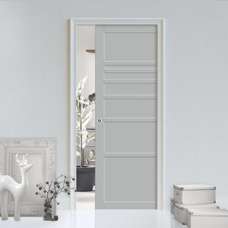 Image: Bespoke Handmade Eco-Urban® Oslo 7 Panel Single Evokit Pocket Door DD6400 - Colour Options