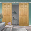 Saturn Tubular Stainless Steel Sliding Track & Oxford Oak Panel Double Door - Prefinished