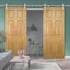Saturn Tubular Stainless Steel Sliding Track & Oxford Oak Panel Double Door - Prefinished