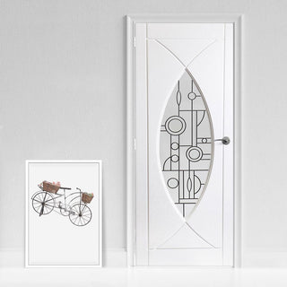 Image: White PVC pisces lightly grained door abstract style glass