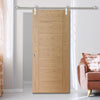 Saturn Tubular Stainless Steel Sliding Track & Palermo Essential Oak Door - Unfinished