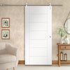 Saturn Tubular Stainless Steel Sliding Track & Palermo Flush Door - White Primed