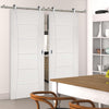 Sirius Tubular Stainless Steel Sliding Track & Pamplona Flush Double Door - Primed