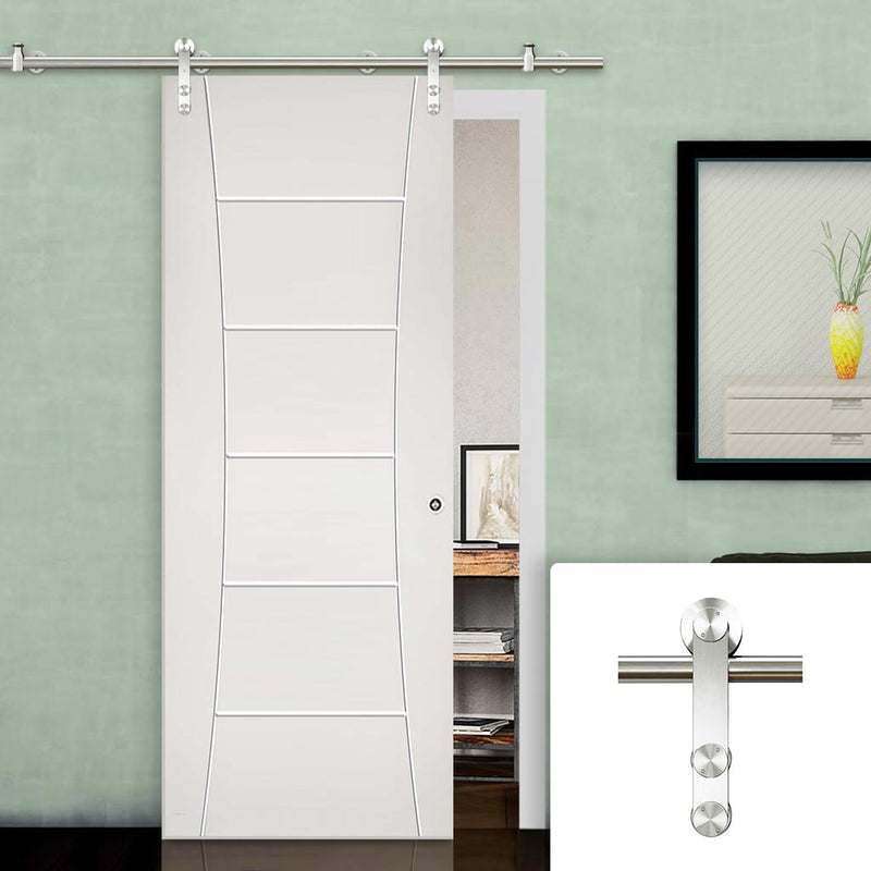Saturn Tubular Stainless Steel Sliding Track & Pamplona Flush Door - Primed