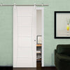 Saturn Tubular Stainless Steel Sliding Track & Pamplona Flush Door - Primed