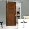 Saturn Tubular Stainless Steel Sliding Track & Pamplona Walnut Door - Prefinished