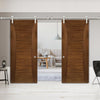 Saturn Tubular Stainless Steel Sliding Track & Pamplona Walnut Double Door - Prefinished