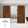 Saturn Tubular Stainless Steel Sliding Track & Pamplona Walnut Double Door - Prefinished