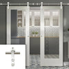 Saturn Tubular Stainless Steel Sliding Track & Pattern 10 1 Pane Double Door - Clear Glass - White Primed