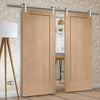 Saturn Tubular Stainless Steel Sliding Track & Pattern 10 Oak 1 Panel Double Door - Prefinished