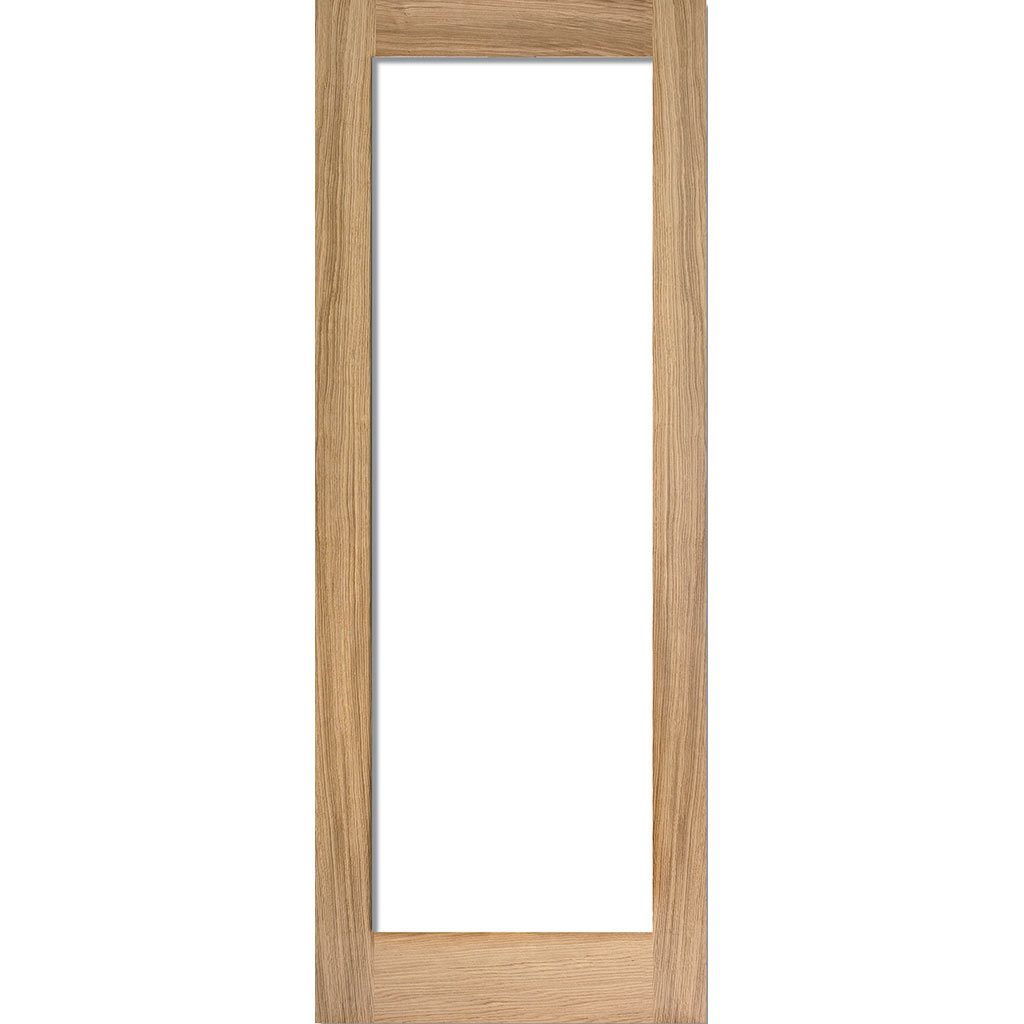 Minimalist Wardrobe Door & Frame Kit - Two Pattern 10 Oak Doors - Frosted Glass - Unfinished
