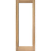 Double Sliding Door & Wall Track - Pattern 10 Oak Doors - Frosted Glass - Unfinished